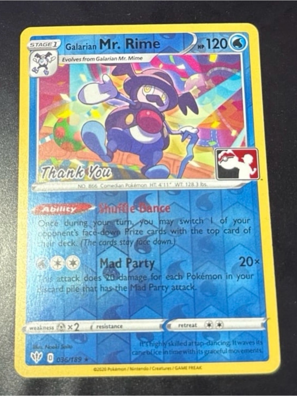 Galarian Mr. Rime 36/189 League Champions ‘Thank You’ Promo 2020 released Art